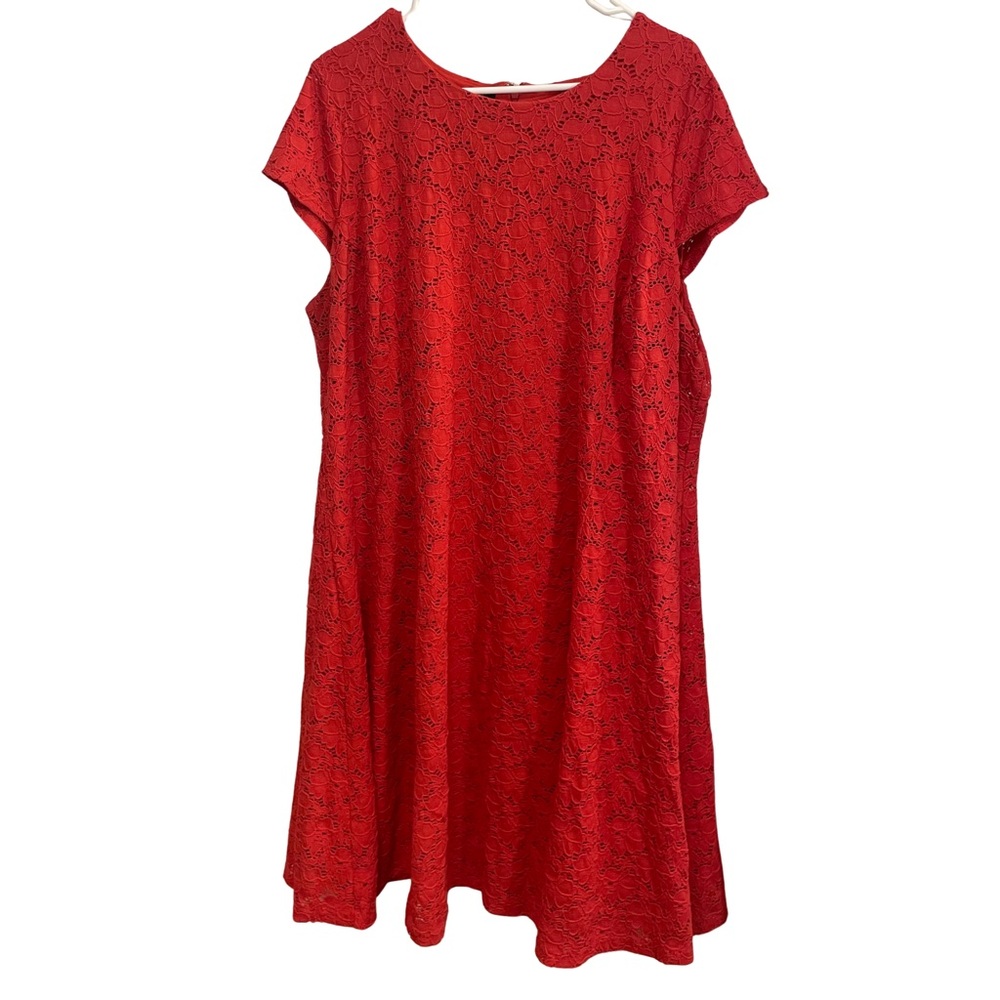 Alfani Red Lace A-line Midi Dress